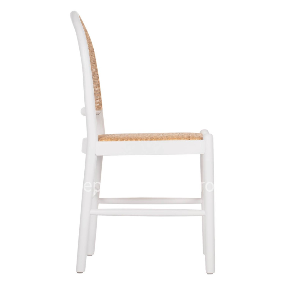 CHAIR BEECH WOOD WHITE-RATTAN BEIGE HM9407.03 43x50x87Hcm.