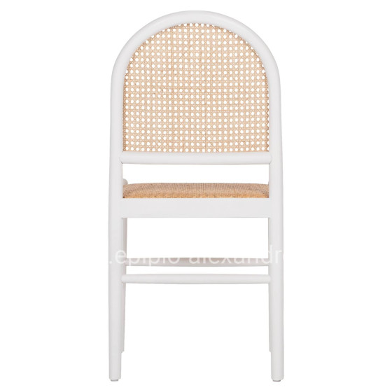CHAIR BEECH WOOD WHITE-RATTAN BEIGE HM9407.03 43x50x87Hcm.