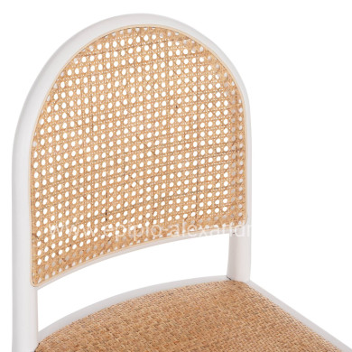 CHAIR BEECH WOOD WHITE-RATTAN BEIGE HM9407.03 43x50x87Hcm.