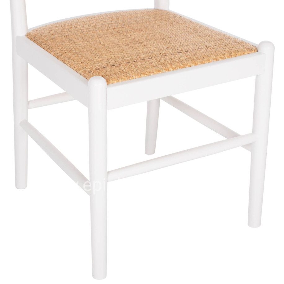 CHAIR BEECH WOOD WHITE-RATTAN BEIGE HM9407.03 43x50x87Hcm.