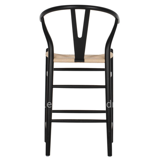 BAR STOOL BRAVE HM9405.02 WITH WISHBONE BACK BEECH WOOD BLACK--WHITE ROPE 48x53x100Hcm.
