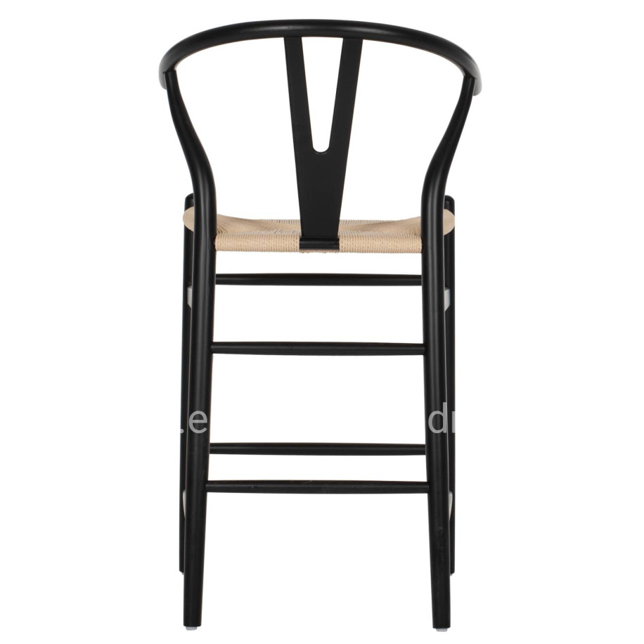 BAR STOOL BRAVE HM9405.02 WITH WISHBONE BACK BEECH WOOD BLACK--WHITE ROPE 48x53x100Hcm.