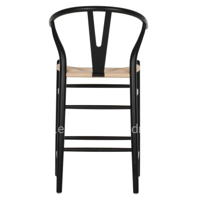 BAR STOOL BRAVE HM9405.02 WITH WISHBONE BACK BEECH WOOD BLACK--WHITE ROPE 48x53x100Hcm.