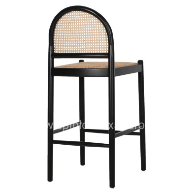 BAR STOOL BEECH WOOD BLACK RATTAN BEIGE 46Χ48Χ94Hcm.HM9408.02