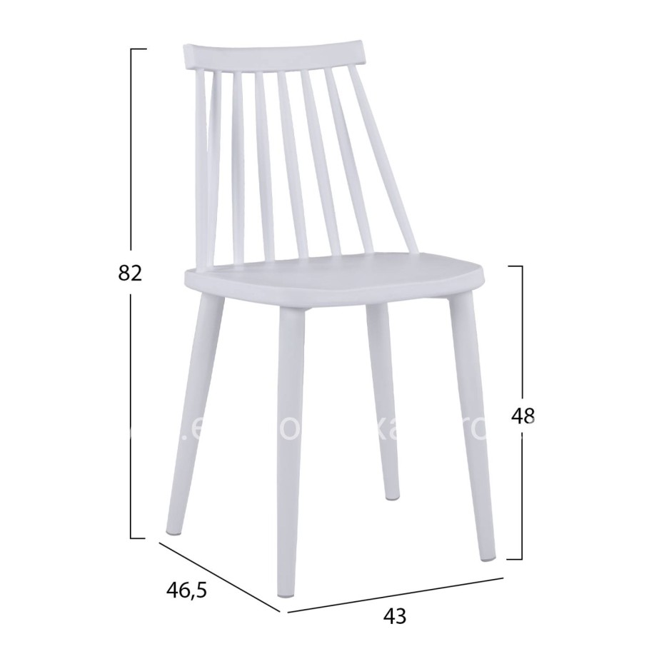 Dining chair HM8052.11 Vanessa White with metallic white legs 43x46,5x82 cm.