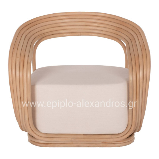 ARMCHAIR DUCHESS RATTAN WITH BIG ECRU CUSHION HM9478 81x59x70 cm.