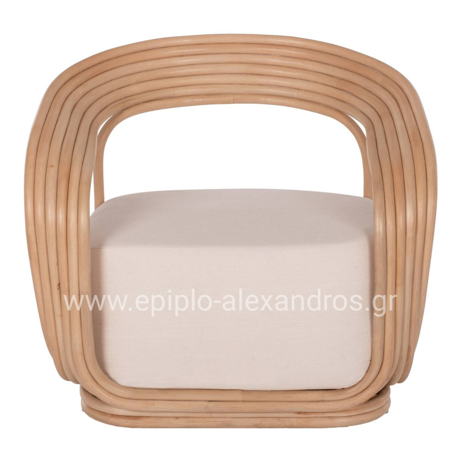 ARMCHAIR DUCHESS RATTAN WITH BIG ECRU CUSHION HM9478 81x59x70 cm.