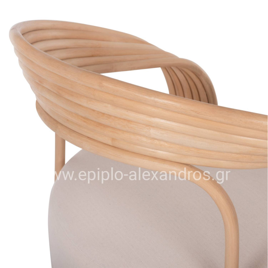 ARMCHAIR DUCHESS RATTAN WITH BIG ECRU CUSHION HM9478 81x59x70 cm.