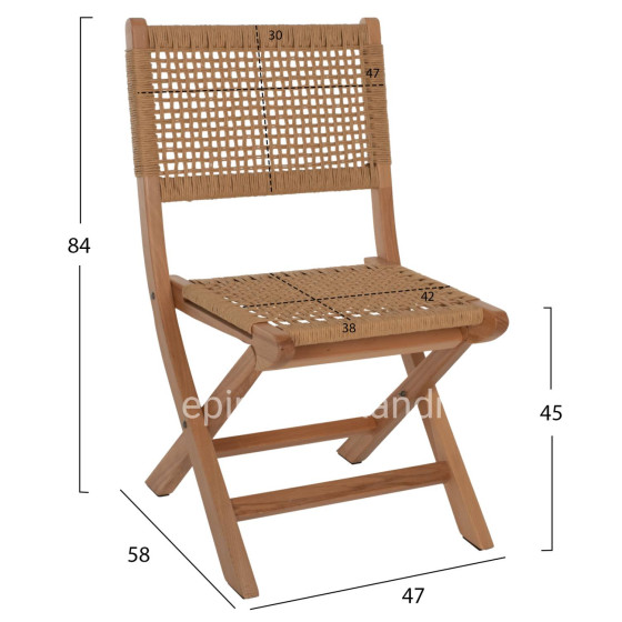 FOLDING CHAIR MADE OF BEECH WOOD AND ROPE IN NATURAL 47X58X84Hcm.HM9411.01