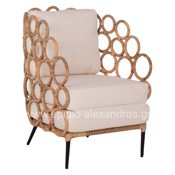 ΑRMCHAIR RINGER FB99341 RATTAN-METAL NATURAL COLOR 65x69x86H cm.