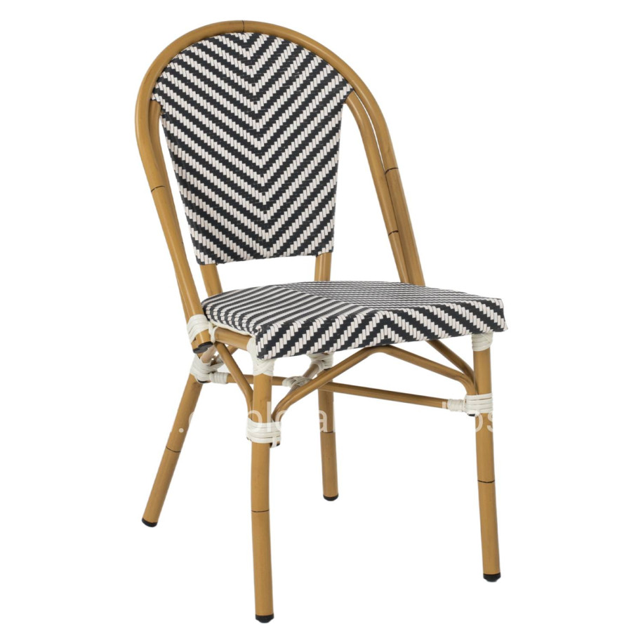 CHAIR ALUMINUM HM5860.01 BAMBOO LOOK TEXTILENE BLACK-WHITE 46x56x88Hcm.