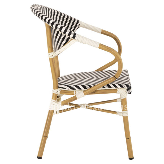 ARMCHAIR ALUMINUM HM5861.01 BAMBOO LOOK BLACK-WHITE