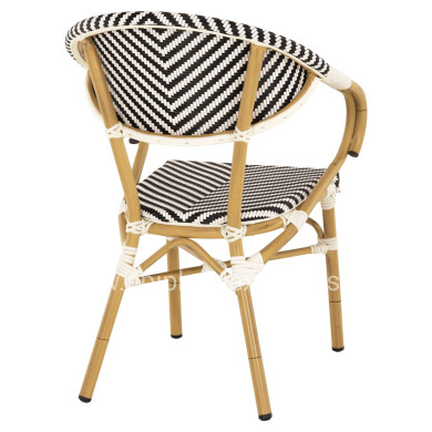 ARMCHAIR ALUMINUM HM5861.01 BAMBOO LOOK BLACK-WHITE