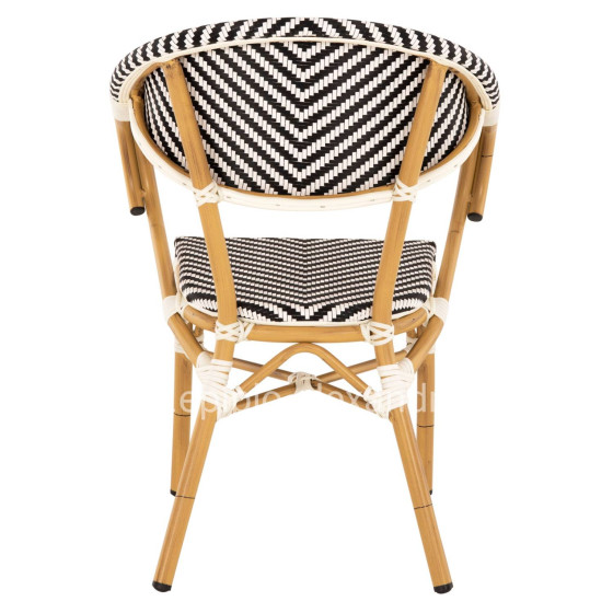 ARMCHAIR ALUMINUM HM5861.01 BAMBOO LOOK BLACK-WHITE