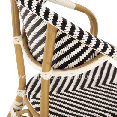 ARMCHAIR ALUMINUM HM5861.01 BAMBOO LOOK BLACK-WHITE
