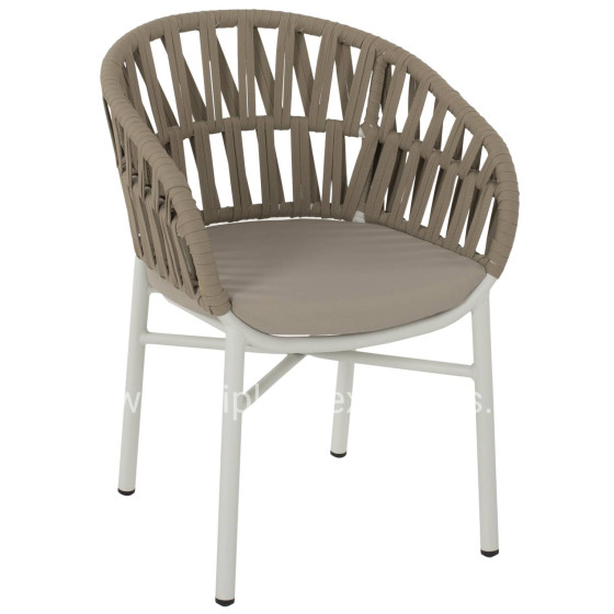 ARMCHAIR ALUMINUM WHITE WITH BEIGE ROPE 57x56x78Η cm.HM5857.02