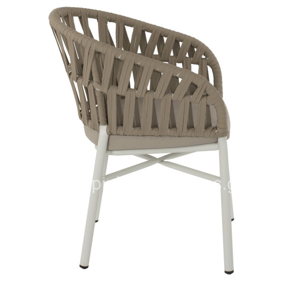 ARMCHAIR ALUMINUM WHITE WITH BEIGE ROPE 57x56x78Η cm.HM5857.02