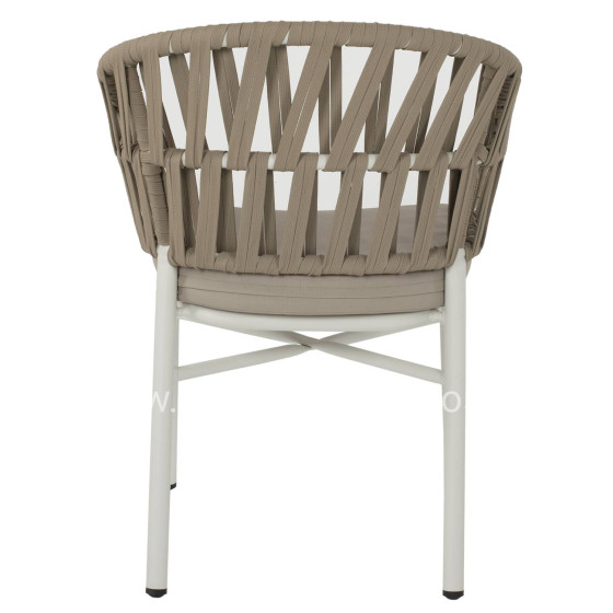 ARMCHAIR ALUMINUM WHITE WITH BEIGE ROPE 57x56x78Η cm.HM5857.02