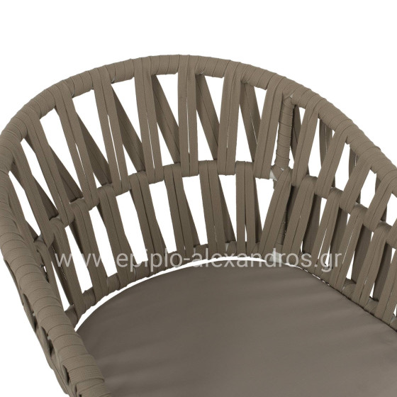 ARMCHAIR ALUMINUM WHITE WITH BEIGE ROPE 57x56x78Η cm.HM5857.02