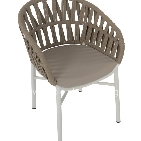 ARMCHAIR ALUMINUM WHITE WITH BEIGE ROPE 57x56x78Η cm.HM5857.02