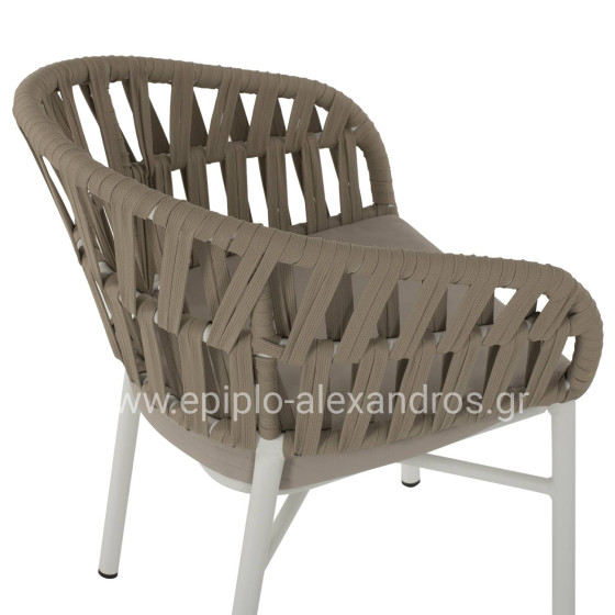 ARMCHAIR ALUMINUM WHITE WITH BEIGE ROPE 57x56x78Η cm.HM5857.02