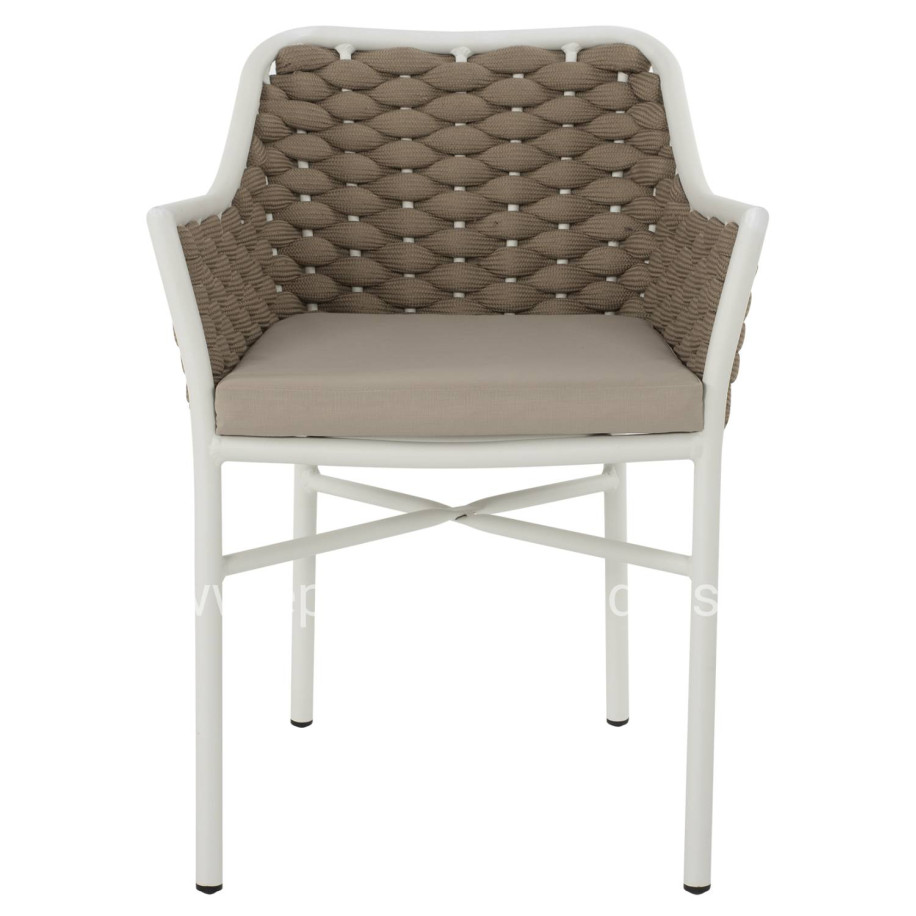 ARMCHAIR ALUMINUM HM5858.02 WHITE WITH BEIGE ROPE 56x58x76Hcm.