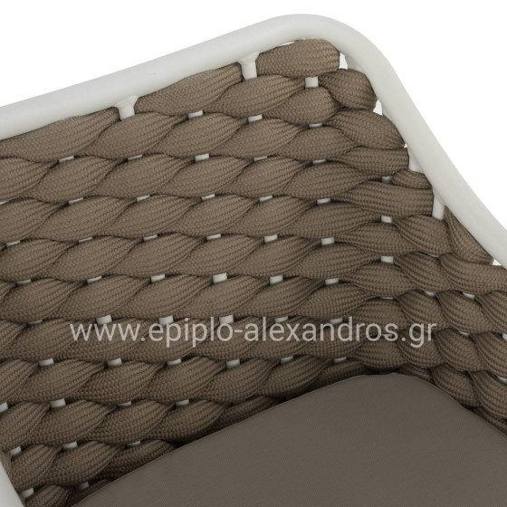 ARMCHAIR ALUMINUM HM5858.02 WHITE WITH BEIGE ROPE 56x58x76Hcm.