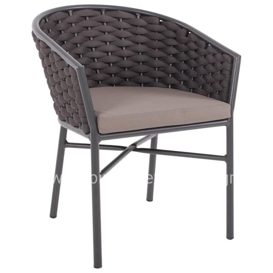 ARMCHAIR ALUMINUM WITH FOAMY ROPE DARK GREY 60x57x77Hcm.HM5859.01
