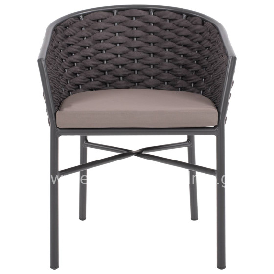 ARMCHAIR ALUMINUM WITH FOAMY ROPE DARK GREY 60x57x77Hcm.HM5859.01