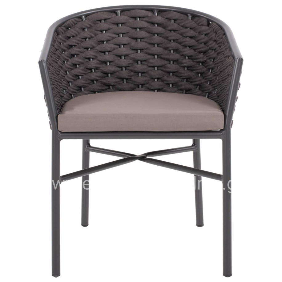 ARMCHAIR ALUMINUM WITH FOAMY ROPE DARK GREY 60x57x77Hcm.HM5859.01