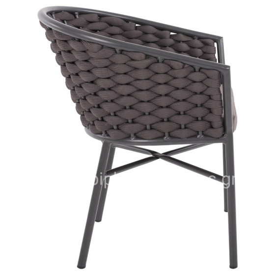 ARMCHAIR ALUMINUM WITH FOAMY ROPE DARK GREY 60x57x77Hcm.HM5859.01