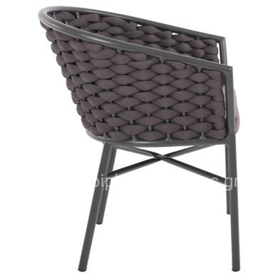 ARMCHAIR ALUMINUM WITH FOAMY ROPE DARK GREY 60x57x77Hcm.HM5859.01