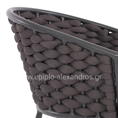 ARMCHAIR ALUMINUM WITH FOAMY ROPE DARK GREY 60x57x77Hcm.HM5859.01