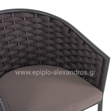 ARMCHAIR ALUMINUM WITH FOAMY ROPE DARK GREY 60x57x77Hcm.HM5859.01