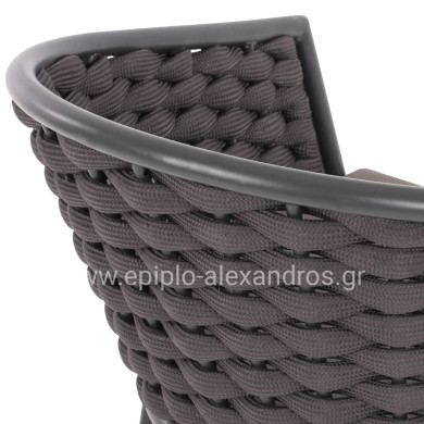 ARMCHAIR ALUMINUM WITH FOAMY ROPE DARK GREY 60x57x77Hcm.HM5859.01