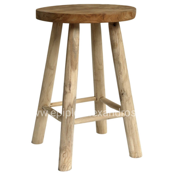 STOOL MADE OF TEAK WOOD NATURAL Φ35x62Hcm.HM9479