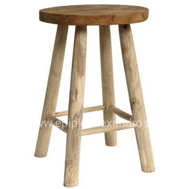 STOOL MADE OF TEAK WOOD NATURAL Φ35x62Hcm.HM9479