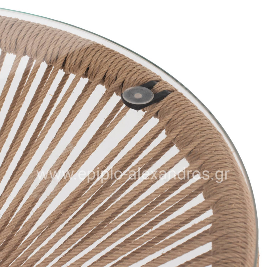 SIDE TABLE ALLEGRA PROFESSIONAL BLACK METAL LEGS RATTAN NATURAL HM5873.01 D47Χ45Hcm.