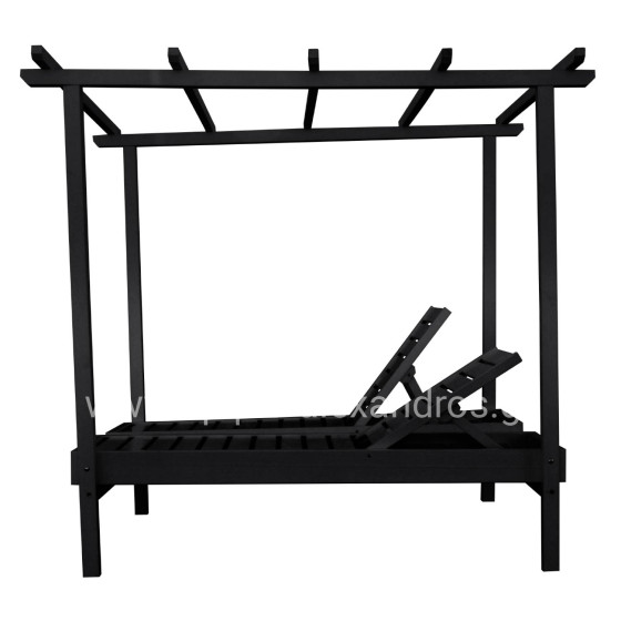 DECKCHAIR MYKONOS PROFESSIONAL DOUBLE WOODEN BLACK WITH CANOPY 205x167x212Hcm.HM5428.01
