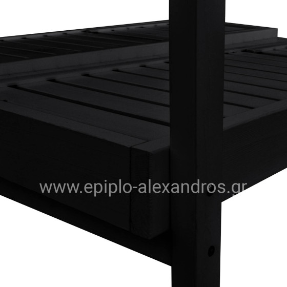 DECKCHAIR MYKONOS PROFESSIONAL DOUBLE WOODEN BLACK WITH CANOPY 205x167x212Hcm.HM5428.01