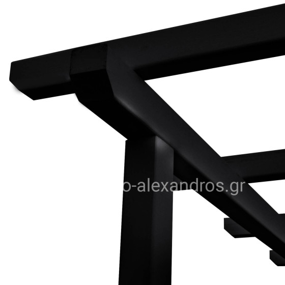 DECKCHAIR MYKONOS PROFESSIONAL DOUBLE WOODEN BLACK WITH CANOPY 205x167x212Hcm.HM5428.01