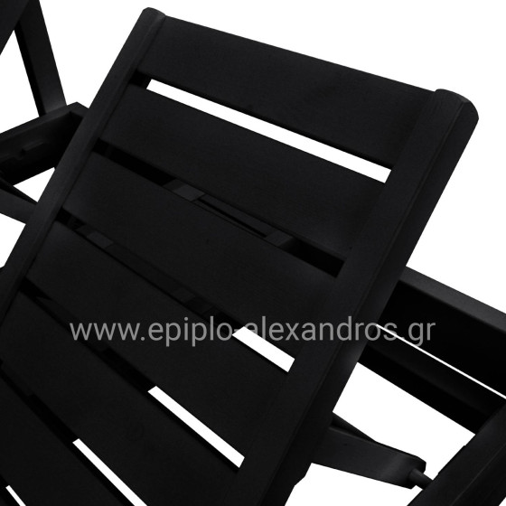 DECKCHAIR MYKONOS PROFESSIONAL DOUBLE WOODEN BLACK WITH CANOPY 205x167x212Hcm.HM5428.01