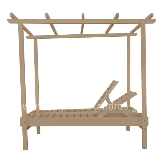 DECKCHAIR MYKONOS PROFESSIONAL WOODEN IN BEIGE COLOR DOUBLE WITH CANOPY 205x167x212Hcm.HM5428.02