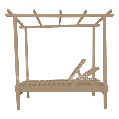 DECKCHAIR MYKONOS PROFESSIONAL WOODEN IN BEIGE COLOR DOUBLE WITH CANOPY 205x167x212Hcm.HM5428.02
