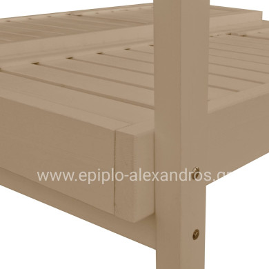 DECKCHAIR MYKONOS PROFESSIONAL WOODEN IN BEIGE COLOR DOUBLE WITH CANOPY 205x167x212Hcm.HM5428.02