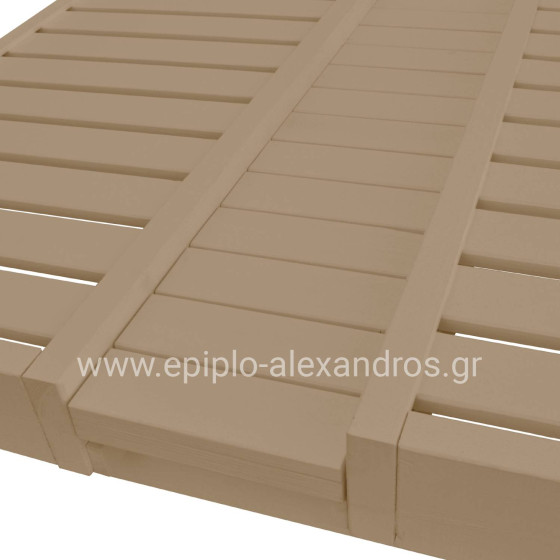 DECKCHAIR MYKONOS PROFESSIONAL WOODEN IN BEIGE COLOR DOUBLE WITH CANOPY 205x167x212Hcm.HM5428.02