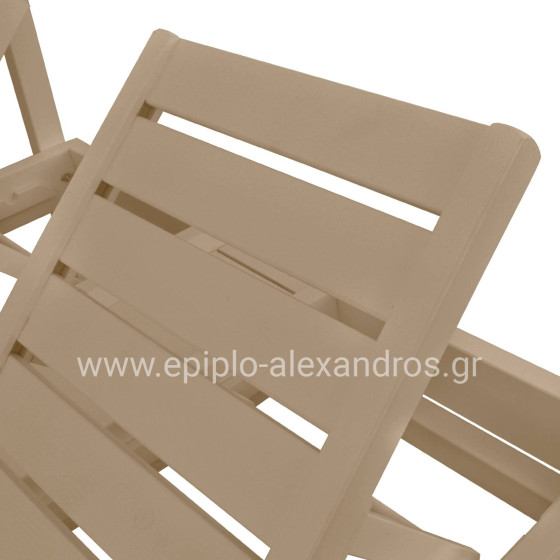 DECKCHAIR MYKONOS PROFESSIONAL WOODEN IN BEIGE COLOR DOUBLE WITH CANOPY 205x167x212Hcm.HM5428.02