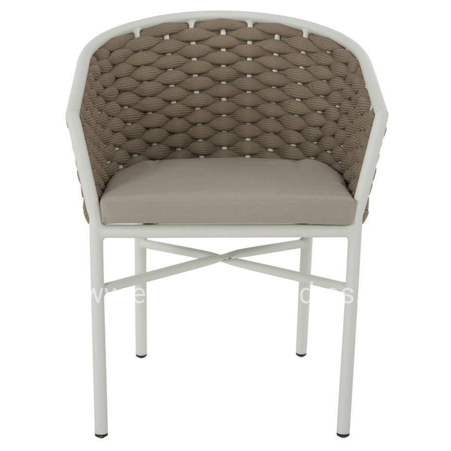 ARMCHAIR ALUMINUM HM5859.02 WHITE AND BEIGE FOAMY ROPE