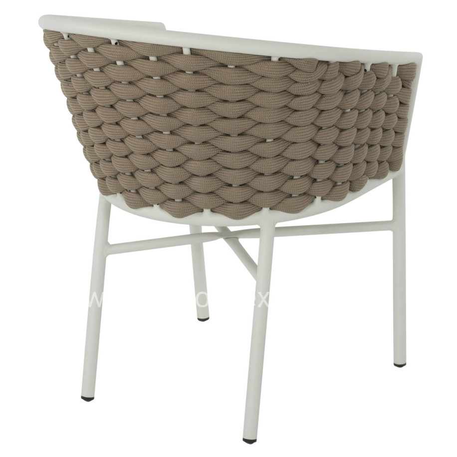 ARMCHAIR ALUMINUM HM5859.02 WHITE AND BEIGE FOAMY ROPE