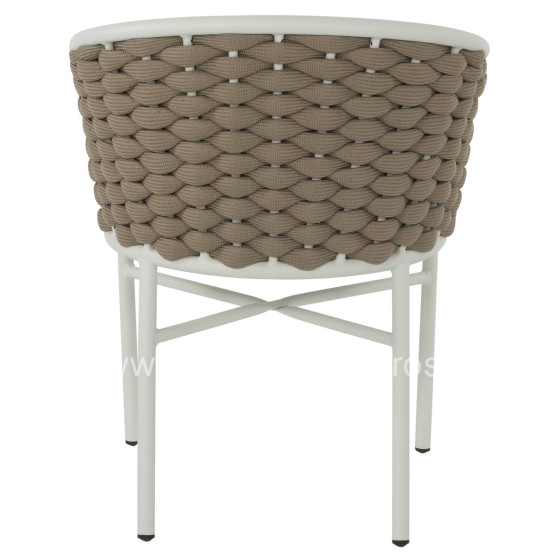 ARMCHAIR ALUMINUM HM5859.02 WHITE AND BEIGE FOAMY ROPE
